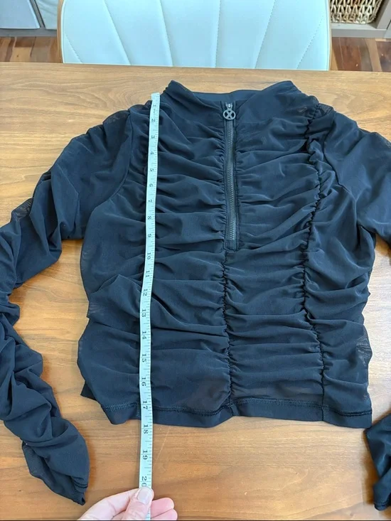 Savage x Fenty RUCHE HOUR LONG-SLEEVE ZIP TOP Sheer Size XL - Picture 9 of 11